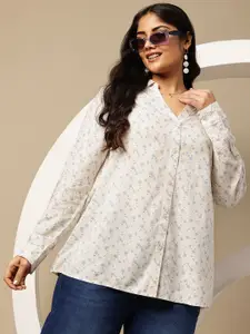 Sztori Plus Size Floral Printed Casual Shirt