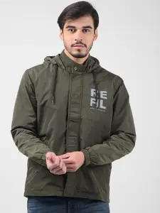 Numero Uno Men Hooded Typography Printed Casual Lightweight Tailored Jacket