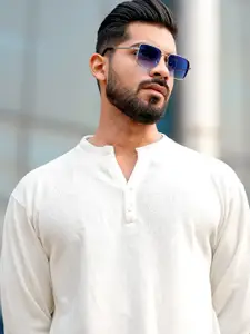 Maniac Men Solid Henley Neck Cotton Oversized T-shirt