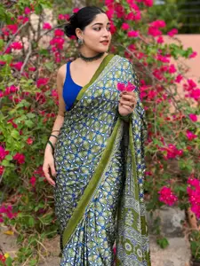 Saree mall Floral Ajrakh printed Sarees