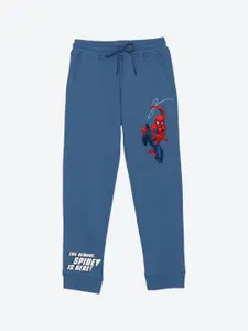 YK Marvel Boys Cotton Spider-Man Printed Mid Rise Joggers Track Pants