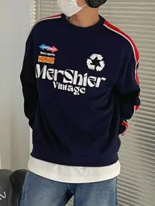 StyleCast Men Typography Printed Ribbed Cotton sweatshirt