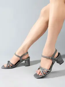 DressBerry Women Textured Open Toe Block Heel Sandals