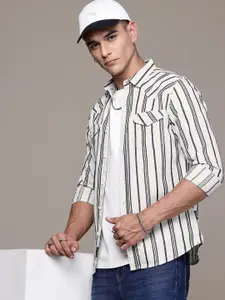 The Roadster Life Co. Pure Cotton Opaque Striped Casual Shirt