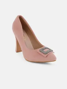 DressBerry Women Pointed Toe Block Heel Pumps