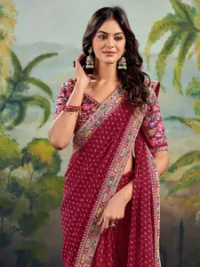 Satrani Bandhani Embroidered Pure Georgette Bandhani Saree