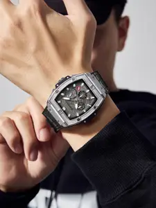 GIORDANO Men Dial & Leather Textured Straps Analogue Watch GZ-50098-07