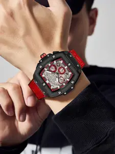 GIORDANO Men Printed Dial & Leather Straps Water Resistant Analogue Watch GZ-50098-04