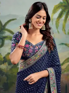 Satrani Women Bandhani Embroidered Pure Georgette Bandhani Saree