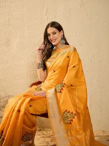 SERONA FABRICS Woven Design Embroidered Banarasi Saree