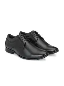 Azzaro Black Men Textured Leather Formal Derbys