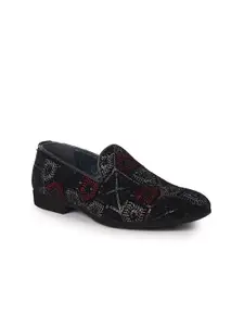 FAUSTO Men Printed Velvet Mojaris