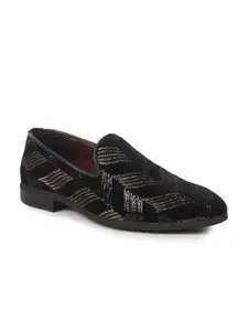 FAUSTO Men Woven Design Velvet Mojaris