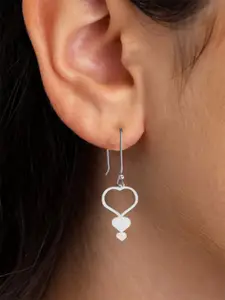 Sangria 925 Sterling Silver Heart Shaped Dangling  Earrings