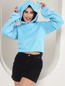 BAESD Women Solid Hood Sweatshirt