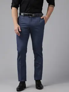Blackberrys Men Textured Slim Fit Formal Trousers