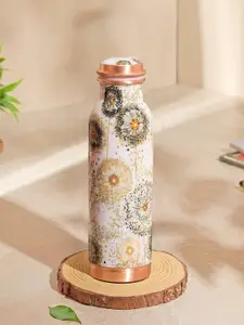 BOROSIL Vesta Grey & Black Floral Printed BPA Free Pure Copper Water Bottle 600ml
