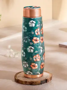 BOROSIL Clara Green & White Floral Printed BPA Free Pure Copper Water Bottle 600ml