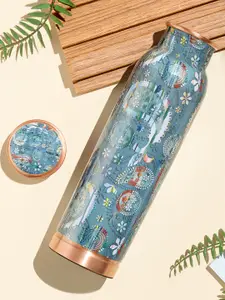 BOROSIL Vera Blue & White Floral Printed BPA Free Pure Copper Water Bottle 950ml