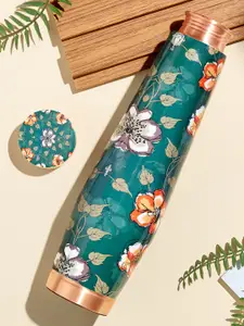 BOROSIL Clara Green & White Floral Printed BPA Free Pure Copper Water Bottle 950ml