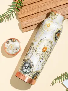 BOROSIL Vesta Grey & Black Floral Printed BPA Free Pure Copper Water Bottle 950ml