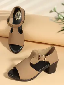 Denill Women Peep Toe Block Heel Sandal