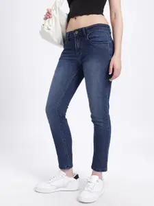 glitchez Women Slim Fit Mid-Rise Light Fade Stretchable Jeans