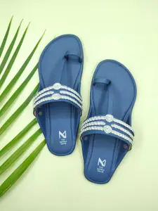 THE MADRAS TRUNK Women Striped One Toe Flats with Bows