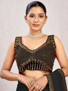 KALINI Embellished Sweetheart Neck Saree Blouse