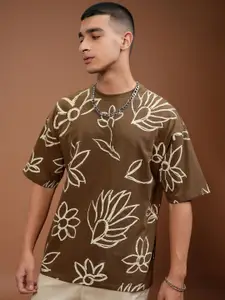 HIGHLANDER Men Printed Round Neck Drop Shoulder Oversized T-shirt