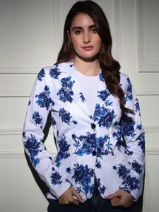 BAESD Printed Slim-Fit Notched Lapel Single Breasted Blazer