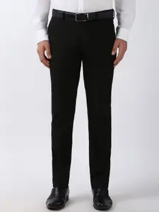 Peter England Men Checked Slim Fit Formal Trousers