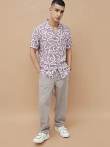 Fame Forever by Lifestyle Men Cuban Collar Abstract Printed Casual Shirt