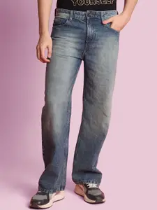 Bene Kleed Men Wide Leg Mid-Rise Light Fade Pure Cotton Jeans