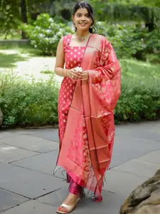 BAESD Woven Design Square Art Silk Straight Kurta