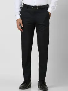 Van Heusen Men Striped Ultra Slim Fit Mid-Rise Formal Trousers