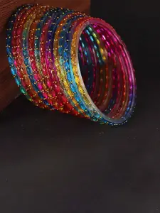 LAVAZZA Set Of 12 Raindrop Glass Crystals & Zircon Diamond Beaded Bangles