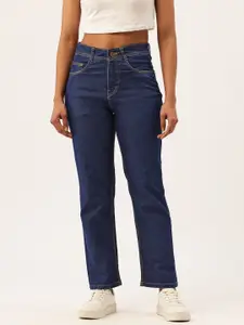 PARIS HAMILTON Women Boyfriend Fit High-Rise Acid Wash Stretchable Jeans