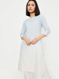 max Floral Embroidered Round Neck Ombre Straight Kurta