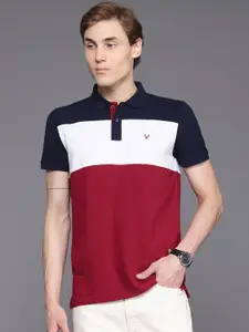 Allen Solly Colourblocked Polo Collar Regular Fit T-shirt with Hem Slits