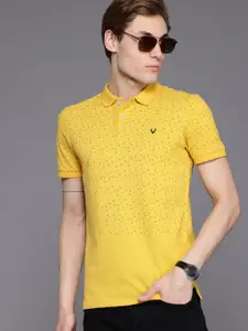 Allen Solly Abstract Print Polo Collar Regular Fit T-shirt with Hem Slits