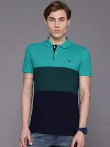 Allen Solly Colourblocked Polo Collar Regular Fit T-shirt with Hem Slits