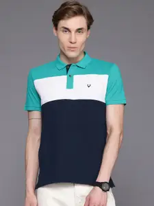 Allen Solly Colourblocked Polo Collar Regular Fit T-shirt with Hem Slits
