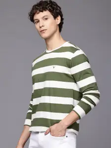 Allen Solly Men Striped Pure Cotton Slim Fit T-shirt