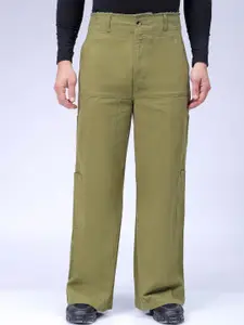 The Indian Garage Co Men Loose Fit Cotton Cargos Trousers