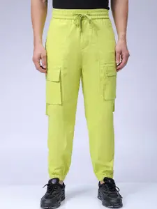 The Indian Garage Co Men Loose Fit Mid-Rise Pure Cotton Cargos Joggers