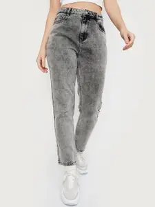 max Women Cotton Heavy Fade Cropped Mid-Rise Jeans