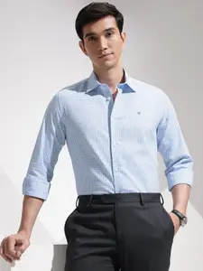 INVICTUS Slim Fit Micro Checks Opaque Pure Cotton Formal Shirt