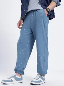 glitchez Men Abstract Print Mid-Rise Baggy Fit Joggers