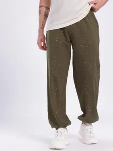 glitchez Men Abstract Printed Mid-Rise Baggy Fit Joggers